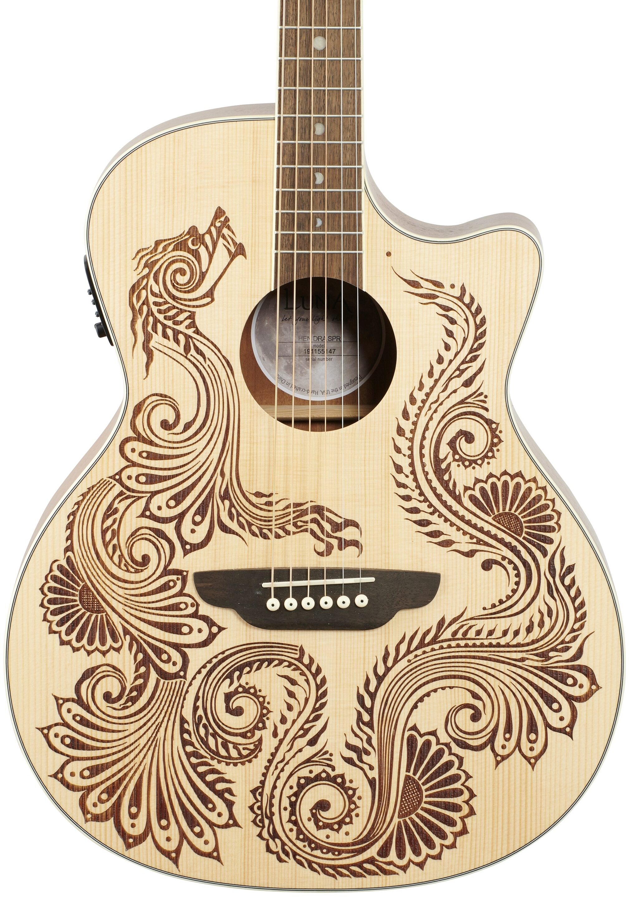 Luna Henna Dragon Acoustic-Electric Guitar 5 Luna Henna Dragon Acoustic-Electric Guitar