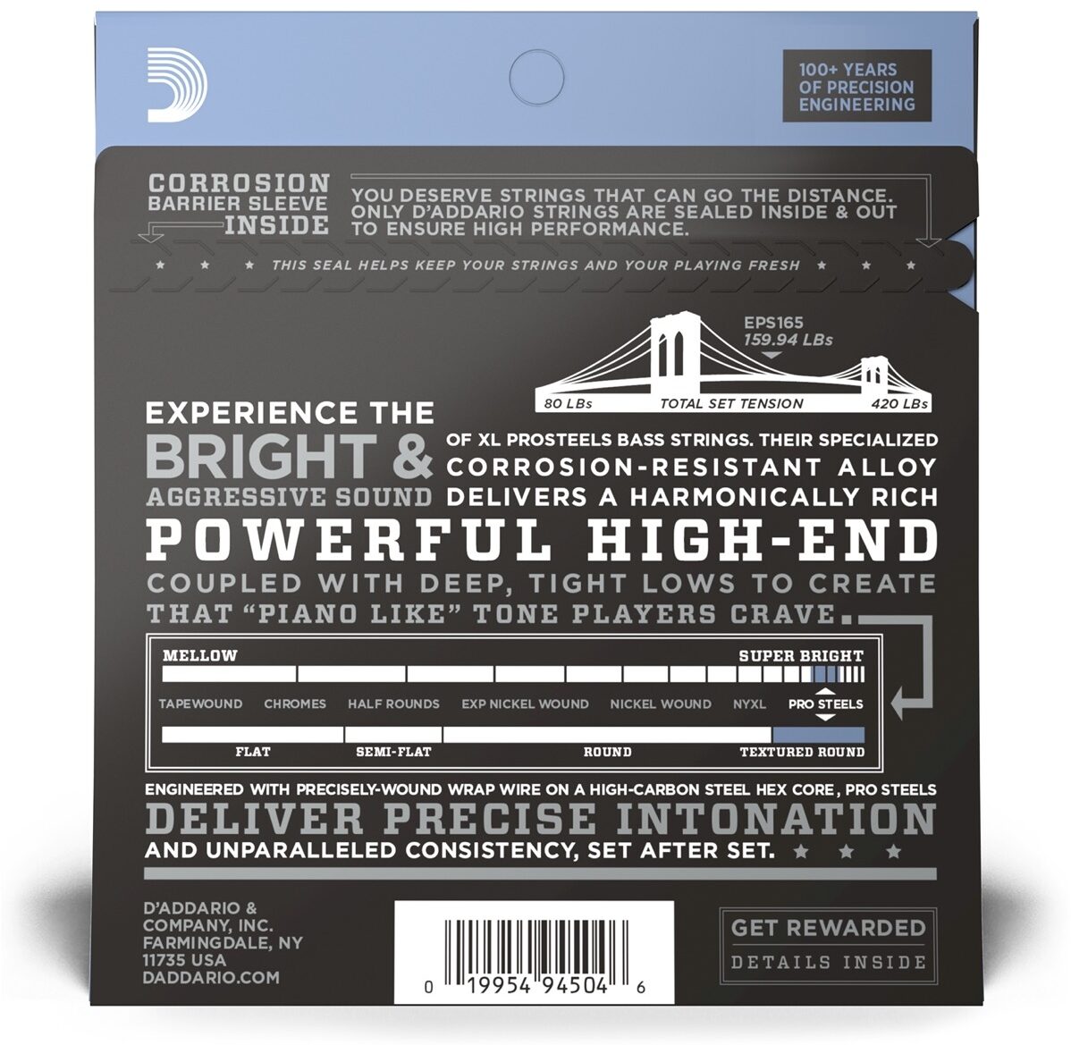 D'Addario EPS165 XL ProSteels Regular Gauge/Long Scale Bass Strings 2 D'Addario EPS165 XL ProSteels Regular Gauge/Long Scale Bass Strings