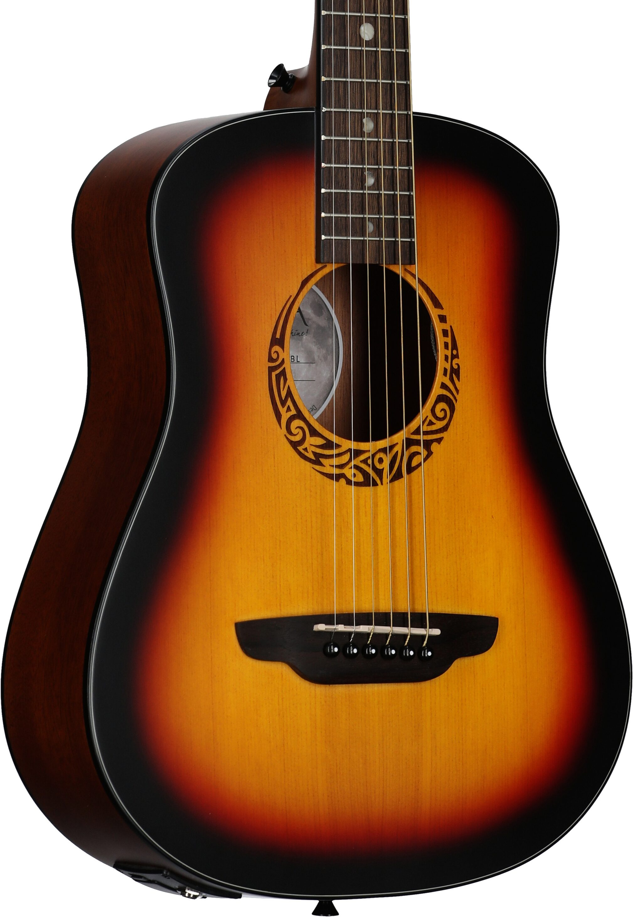 Luna Safari Tribal Travel Acoustic-Electric Guitar, Left-Handed (with Gig Bag)