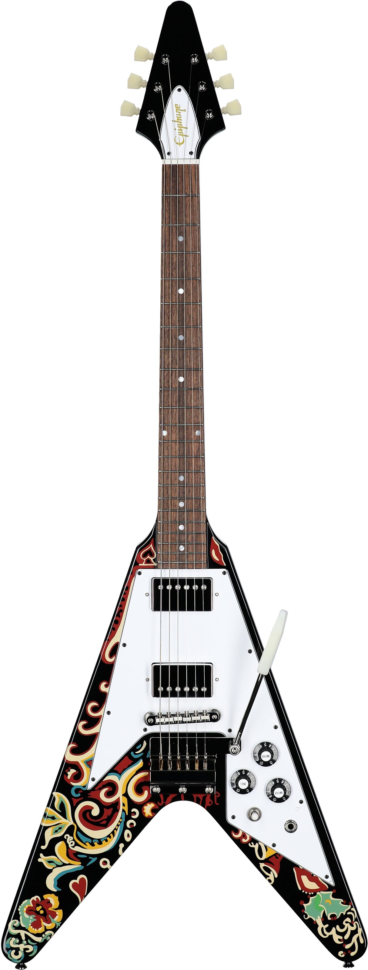 Epiphone Jimi Hendrix "Love Drops" Flying V Electric Guitar (with Case) 2 Epiphone Jimi Hendrix "Love Drops" Flying V Electric Guitar (with Case)