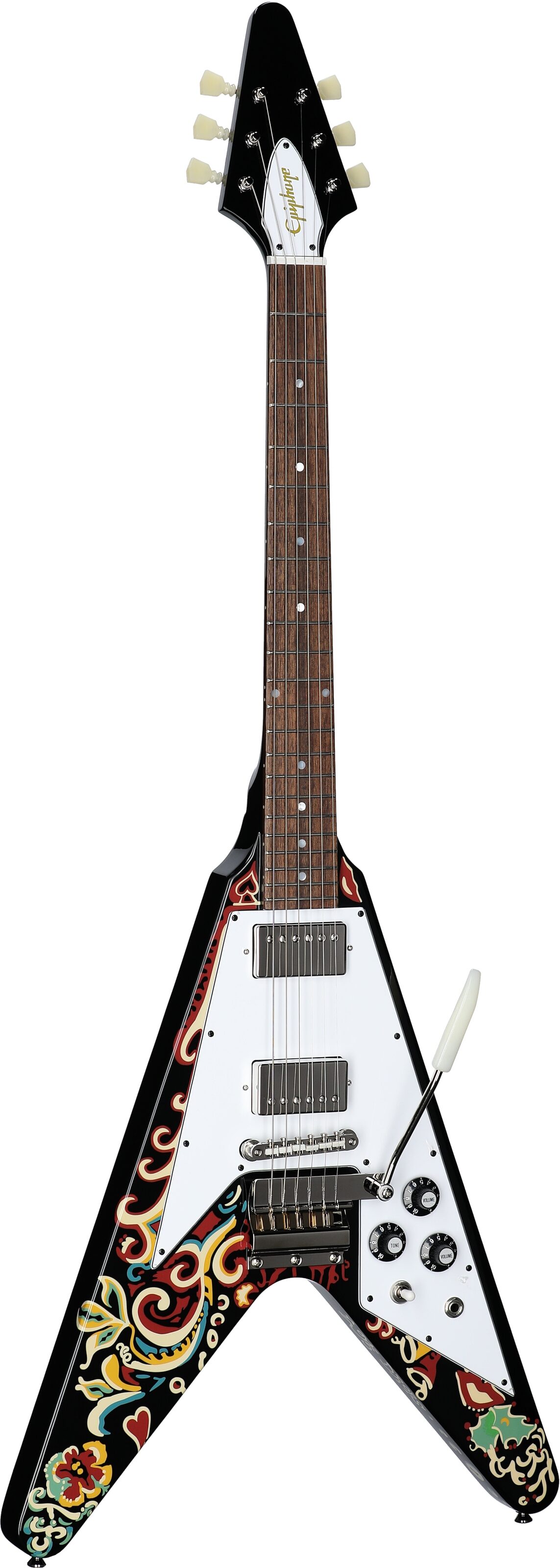 Epiphone Jimi Hendrix "Love Drops" Flying V Electric Guitar (with Case) 6 Epiphone Jimi Hendrix "Love Drops" Flying V Electric Guitar (with Case)