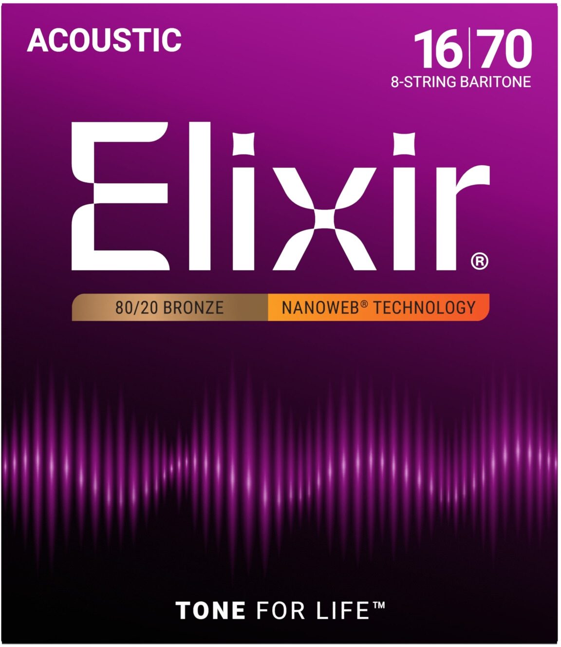 Elixir Nanoweb 80/20 Bronze 8-String Acoustic Baritone Strings