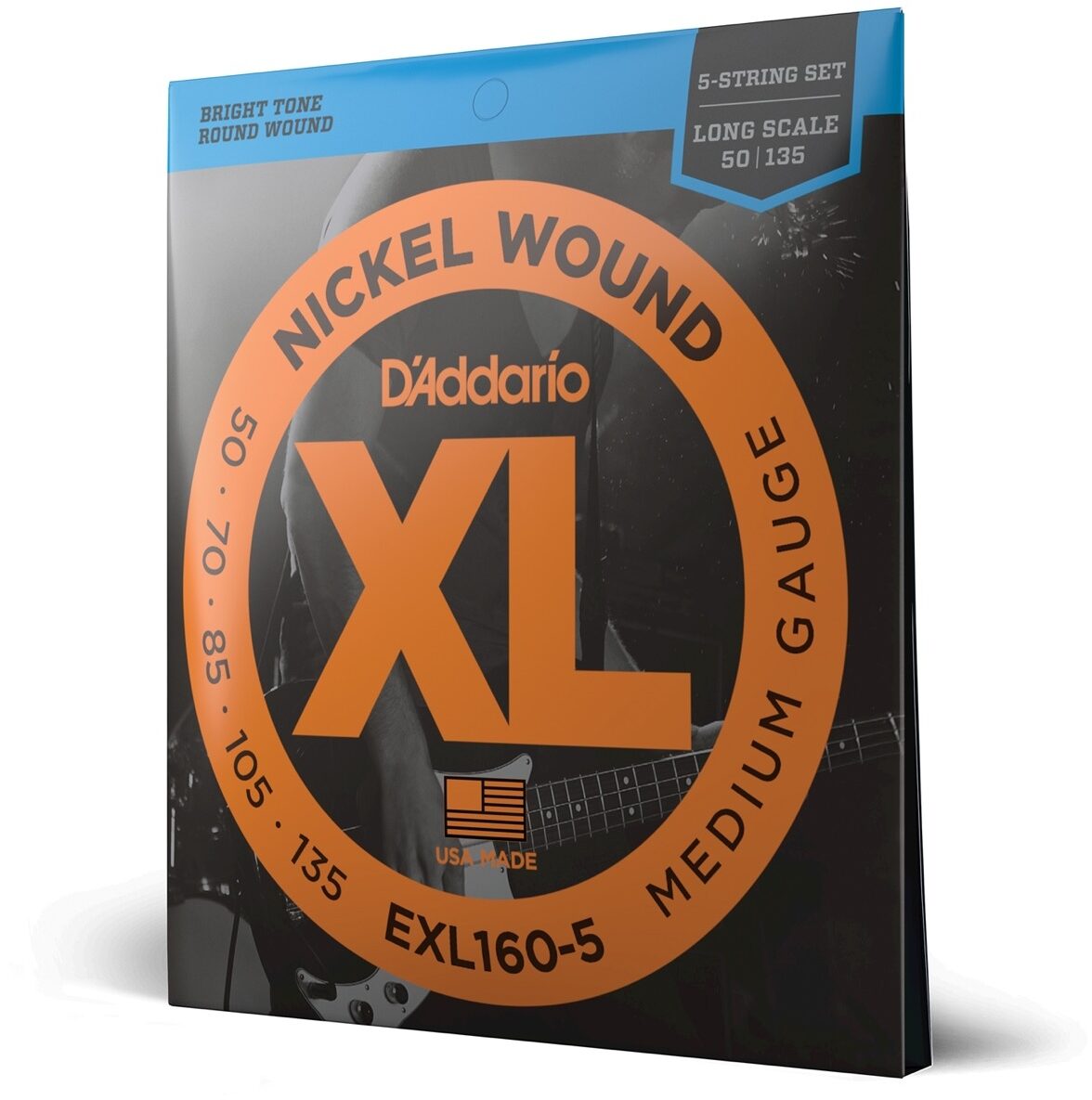D'Addario EXL1605 XL 5-String Nickel Wound Bass Strings (Medium, Long)