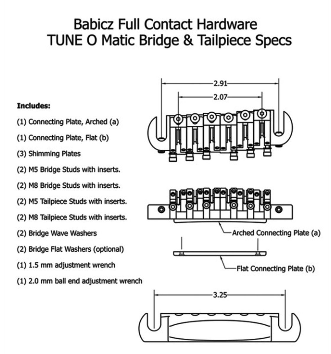 Babicz Full Contact Hardware Tune-O-Matic Bridge and Tailpiece 2 Babicz Full Contact Hardware Tune-O-Matic Bridge and Tailpiece