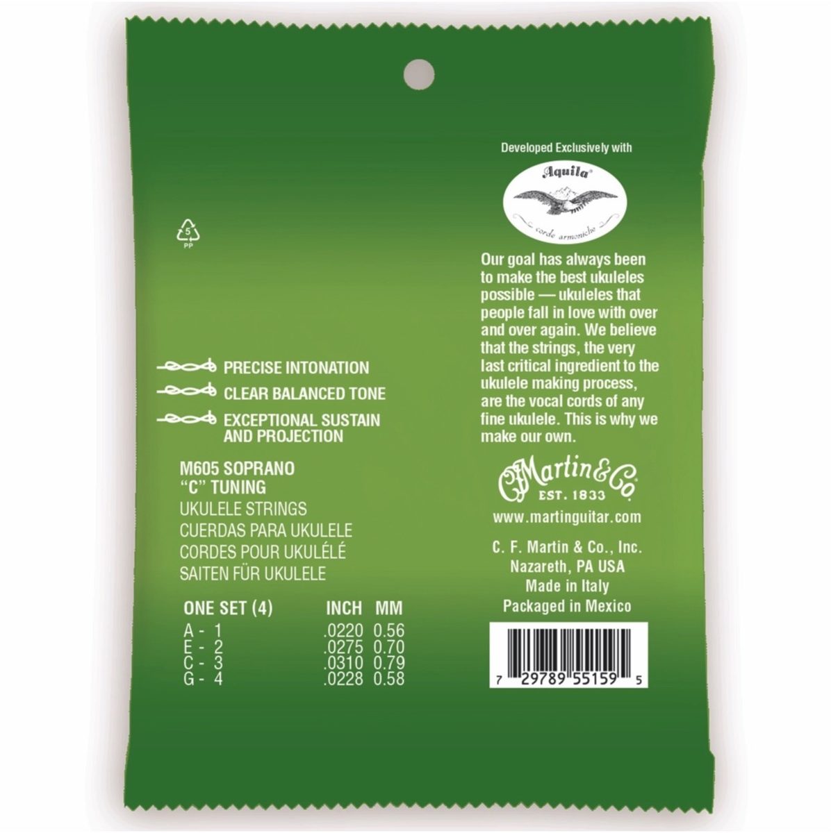 Martin M605 Premium Soprano Ukulele Strings 2 Martin M605 Premium Soprano Ukulele Strings