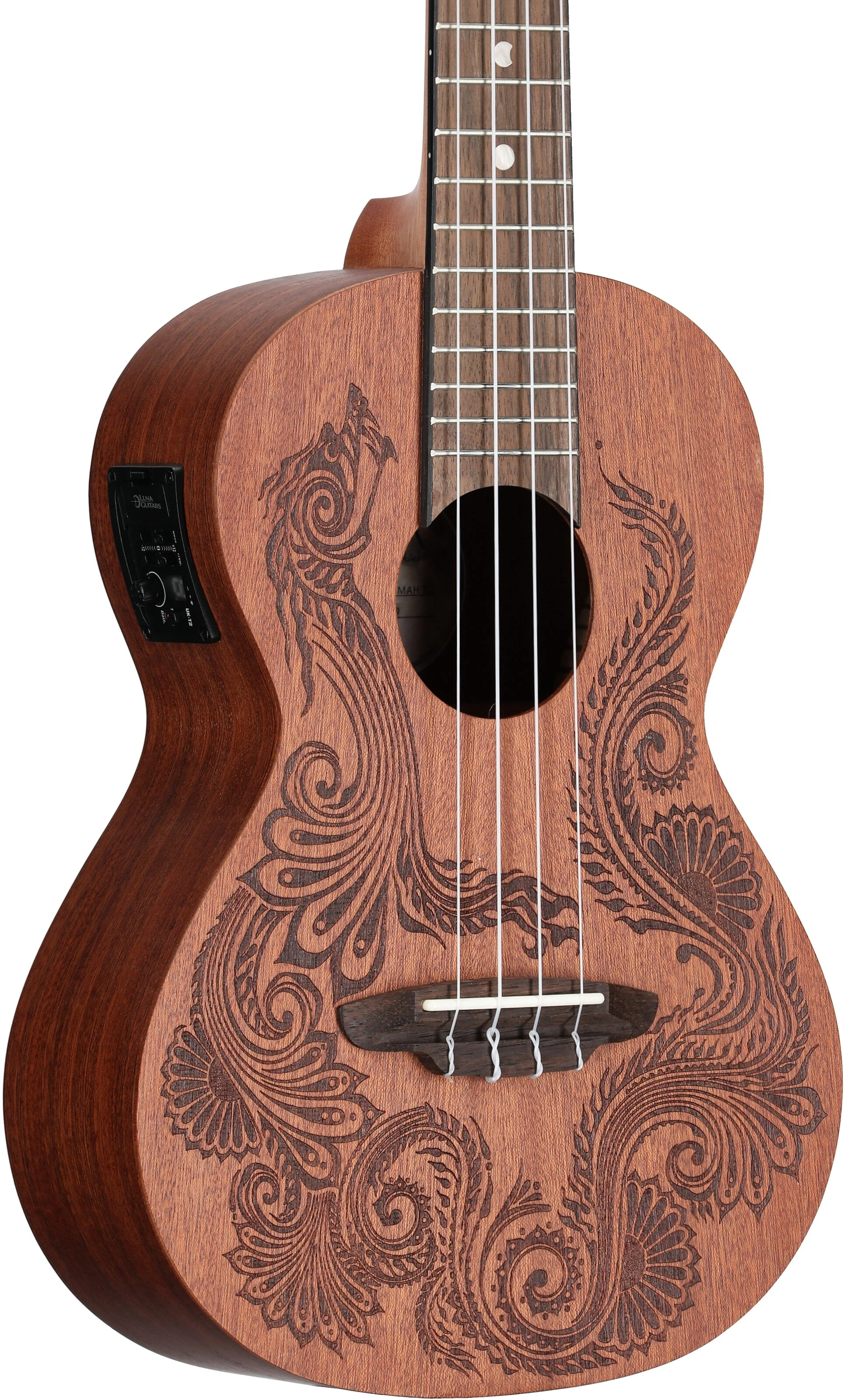 Luna Henna Dragon Mahogany Tenor Acoustic-Electric Ukulele