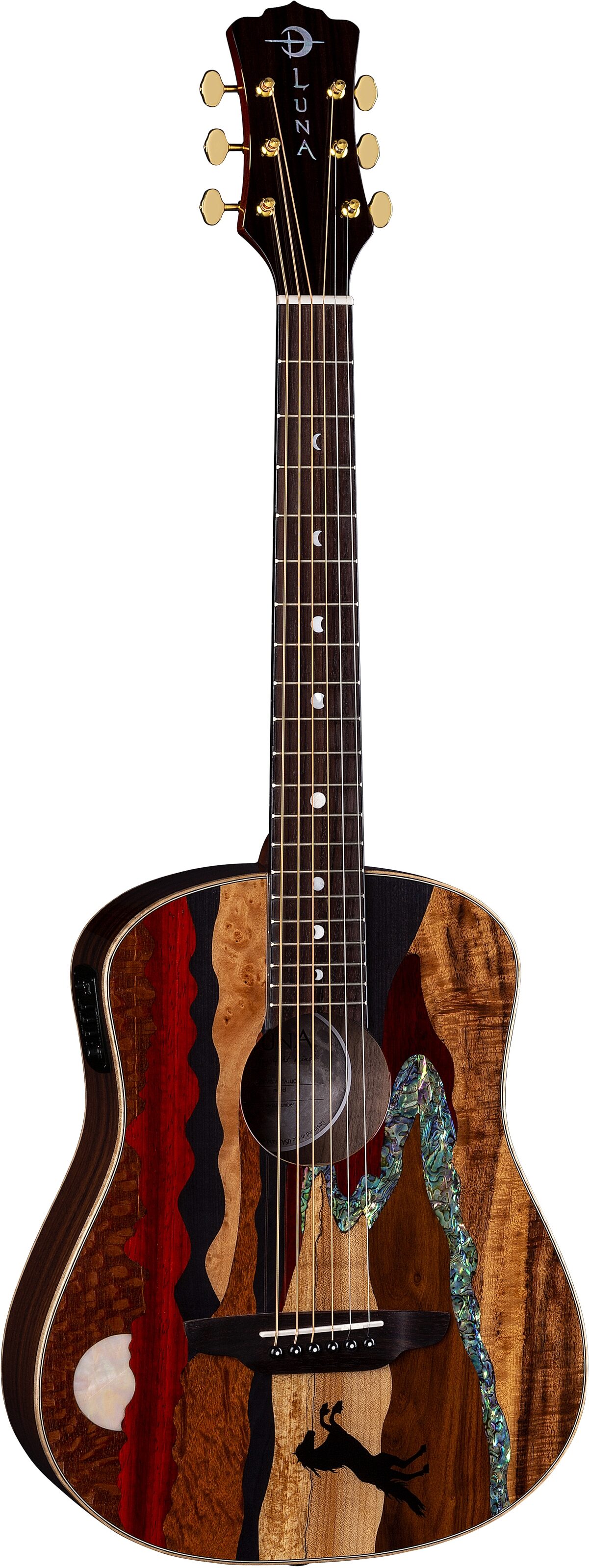 Luna Safari Stallion Travel Acoustic-Electric Guitar (with Gig Bag)