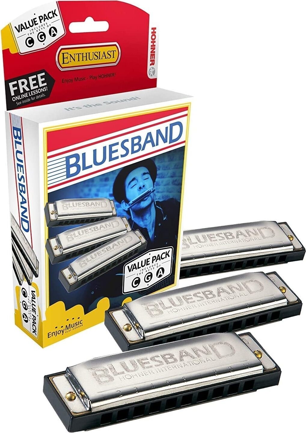Hohner 3P1501BX Bluesband Pro Harmonica Pack