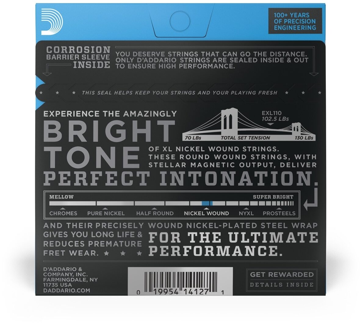 D'Addario EXL110 XL Electric Guitar Strings (Regular Light, 10-46) 4 D'Addario EXL110 XL Electric Guitar Strings (Regular Light, 10-46)